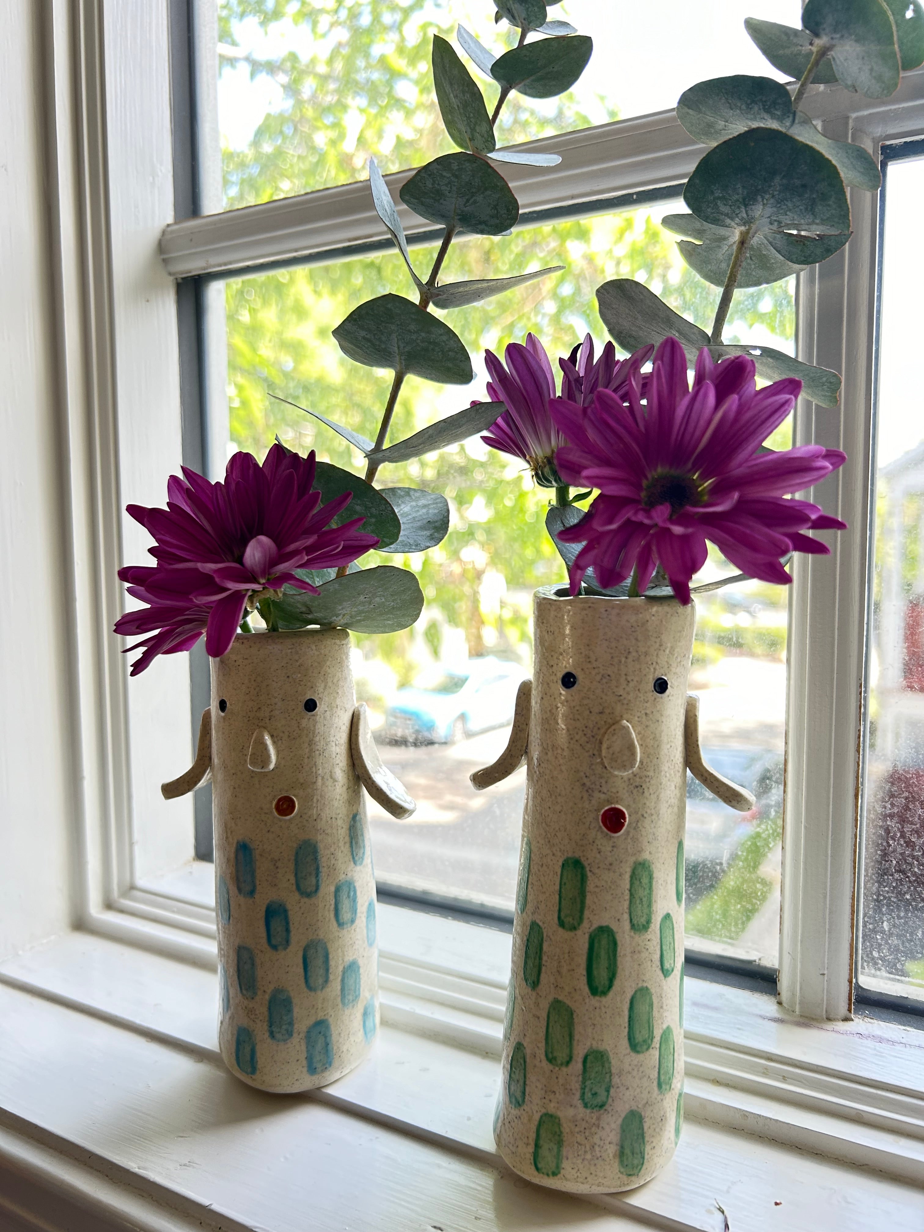 Handcrafted Ceramic Face Vases with Arms