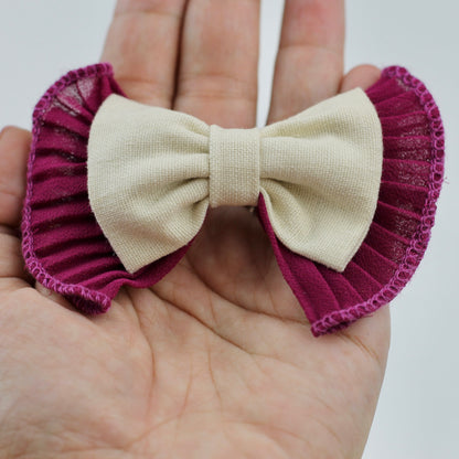 Linen Ruffle Hair Bows