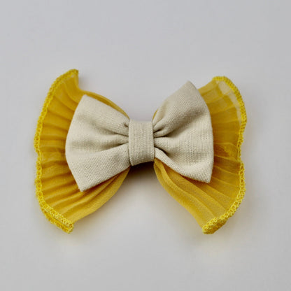 Linen Ruffle Hair Bows