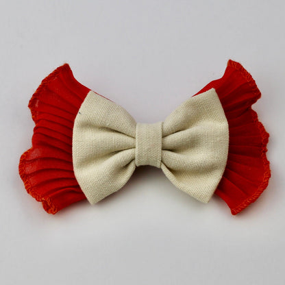 Linen Ruffle Hair Bows