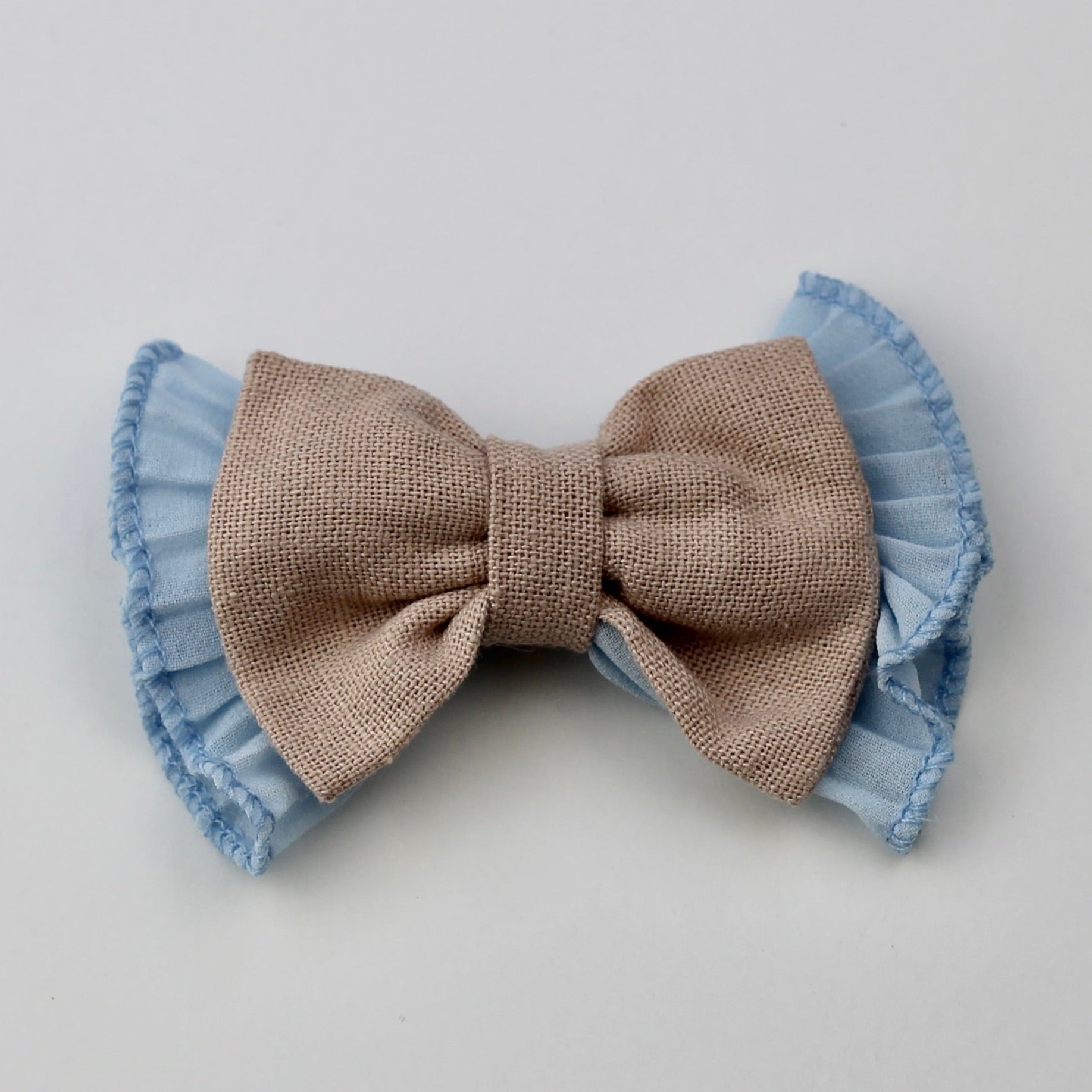 Linen Ruffle Hair Bows