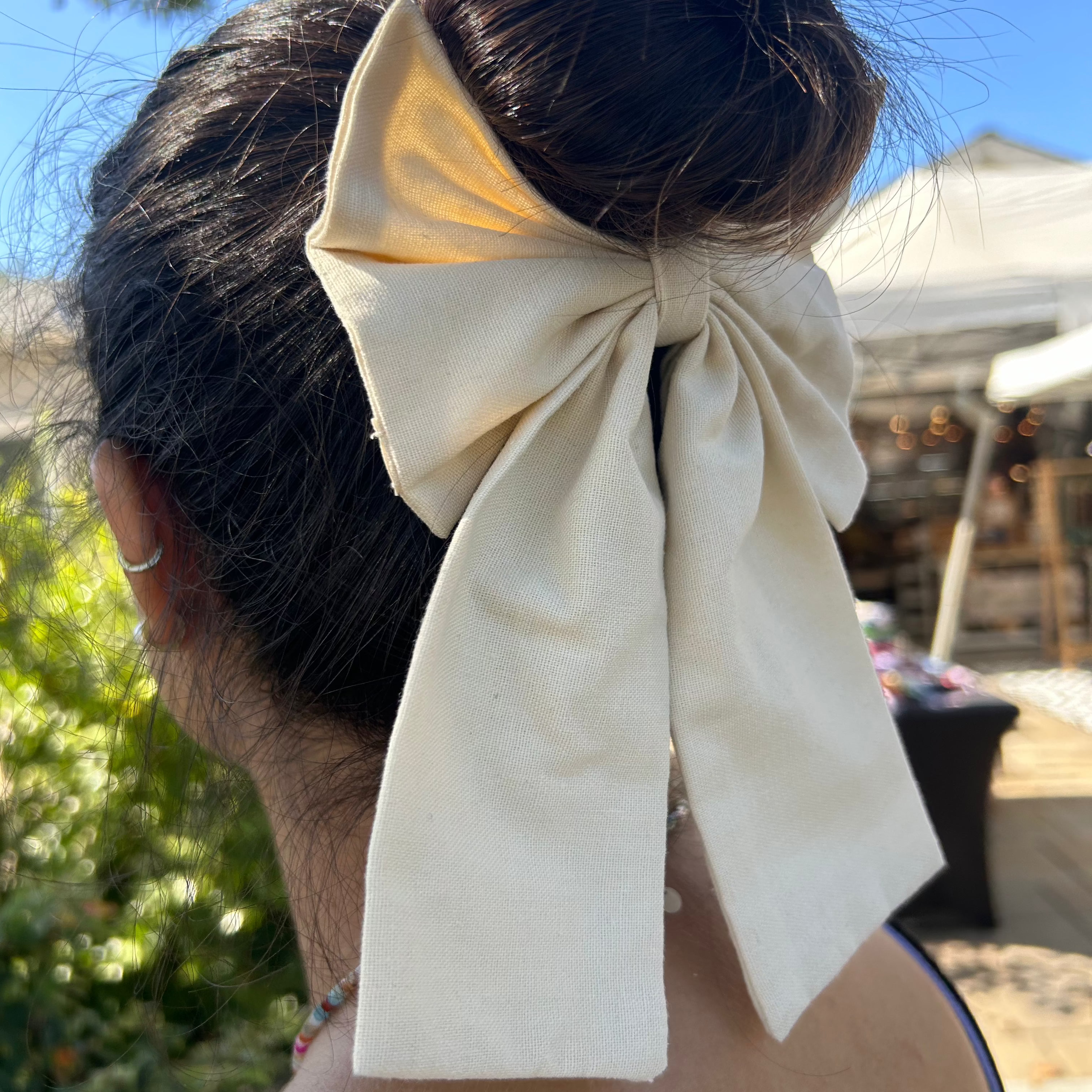 Oversized Linen Hair Bow