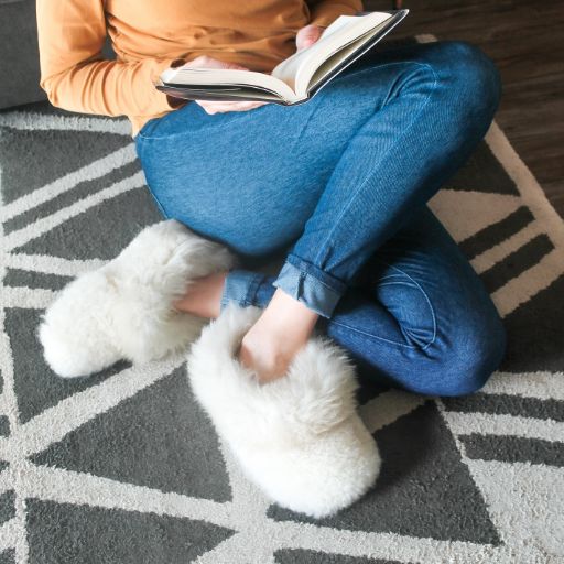 Woman White Sheepskin Slippers