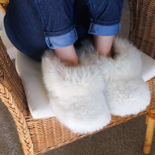 Woman White Sheepskin Slippers