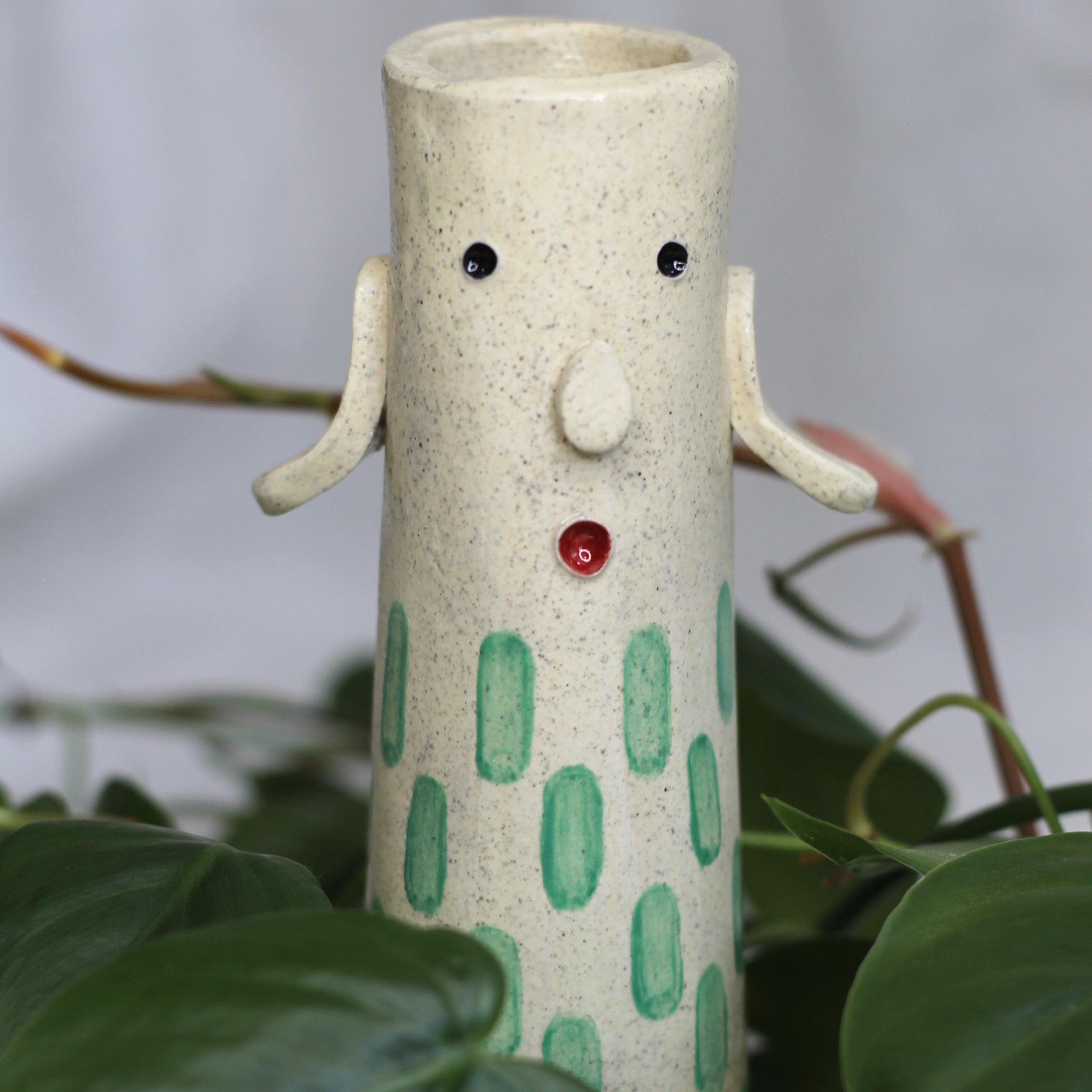 Handcrafted Ceramic Face Vases with Arms