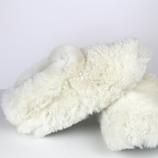 Men White Wool Slippers